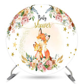 Lofaris Fox Floral Stars Glitter Round Baby Shower Backdrop